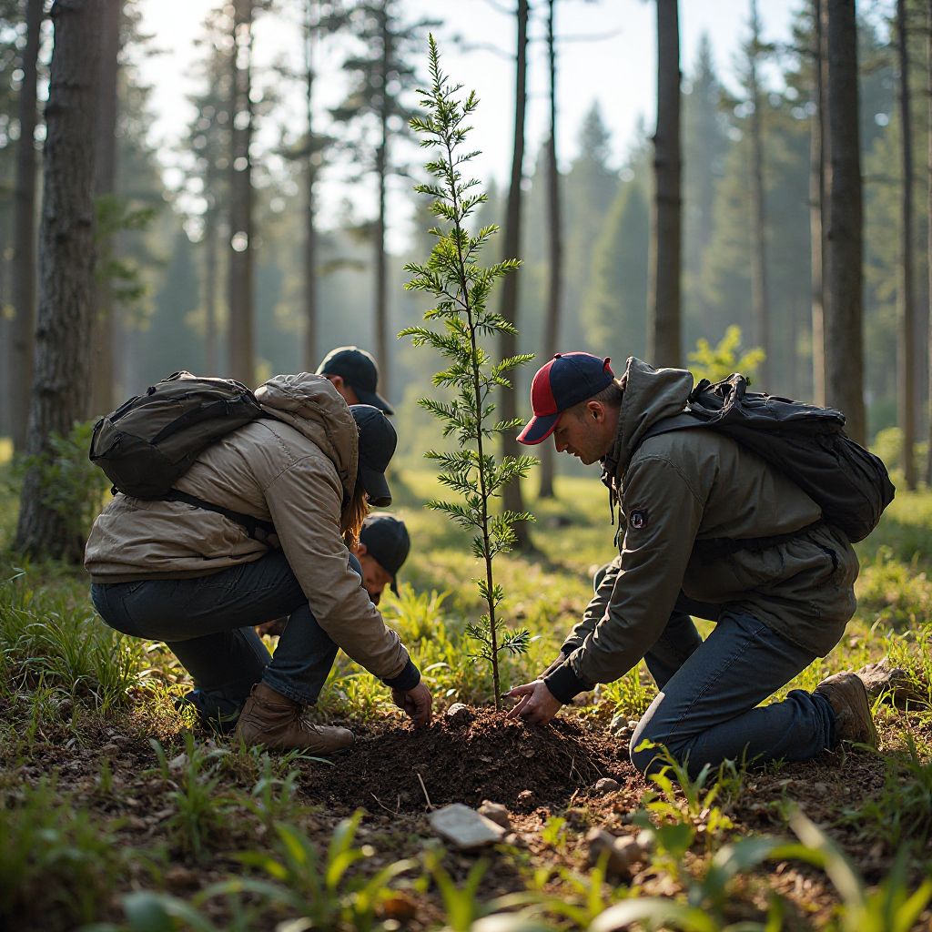 Volunteers working on a conservation project